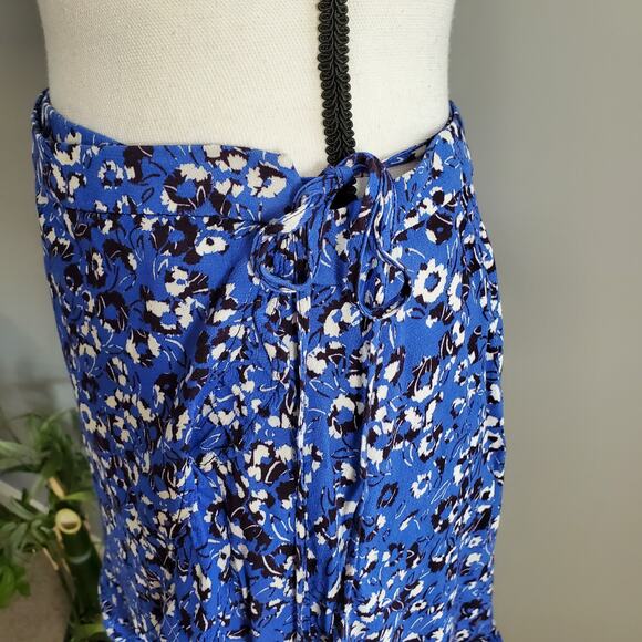 Zara Blue Mini Floral Wrap Skirt L - Picture 3 of 8